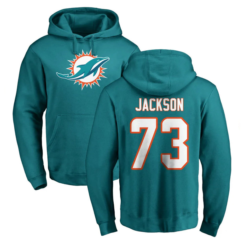 Parkc M.Dolphins #73 Austin Jackson Player Aqua LOGO Pullover Hoodies Limited Stitched Jerseys