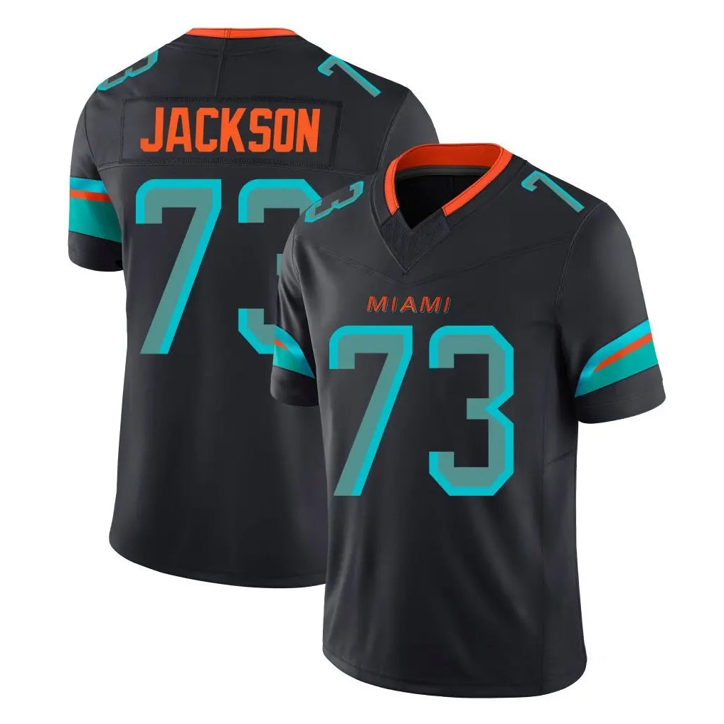 Parkc M.Dolphins #73 Austin Jackson Player Black Limited Pitch Rivalries Collection Home Game Stitched Jerseys