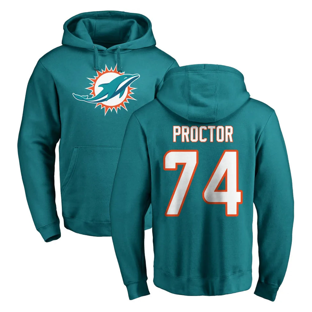 Parkc M.Dolphins #74 Kadyn Proctor Player Aqua LOGO Pullover Hoodies Limited Stitched Jerseys