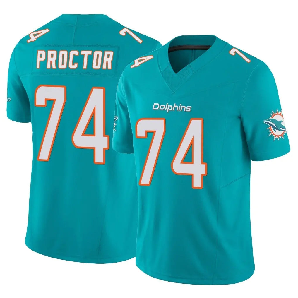 Parkc M.Dolphins #74 Kadyn Proctor Player Aqua Limited Vapor F.U.S.E. Home Game Stitched Jerseys