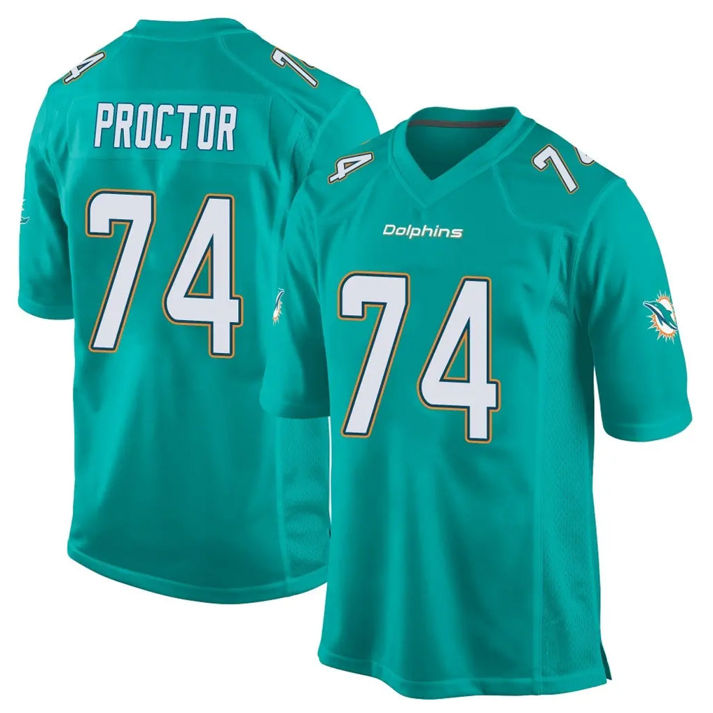 Parkc M.Dolphins #74 Kadyn Proctor Player Aqua Team Color Home Game Stitched Jerseys