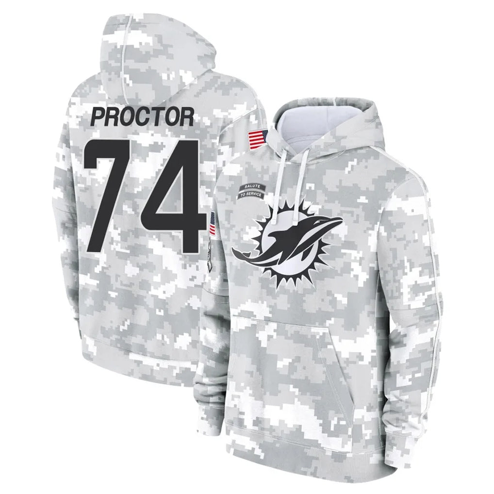 Parkc M.Dolphins #74 Kadyn Proctor Player Arctic Camo Salute to Service Hoodies Limited Game Stitched Jerseys