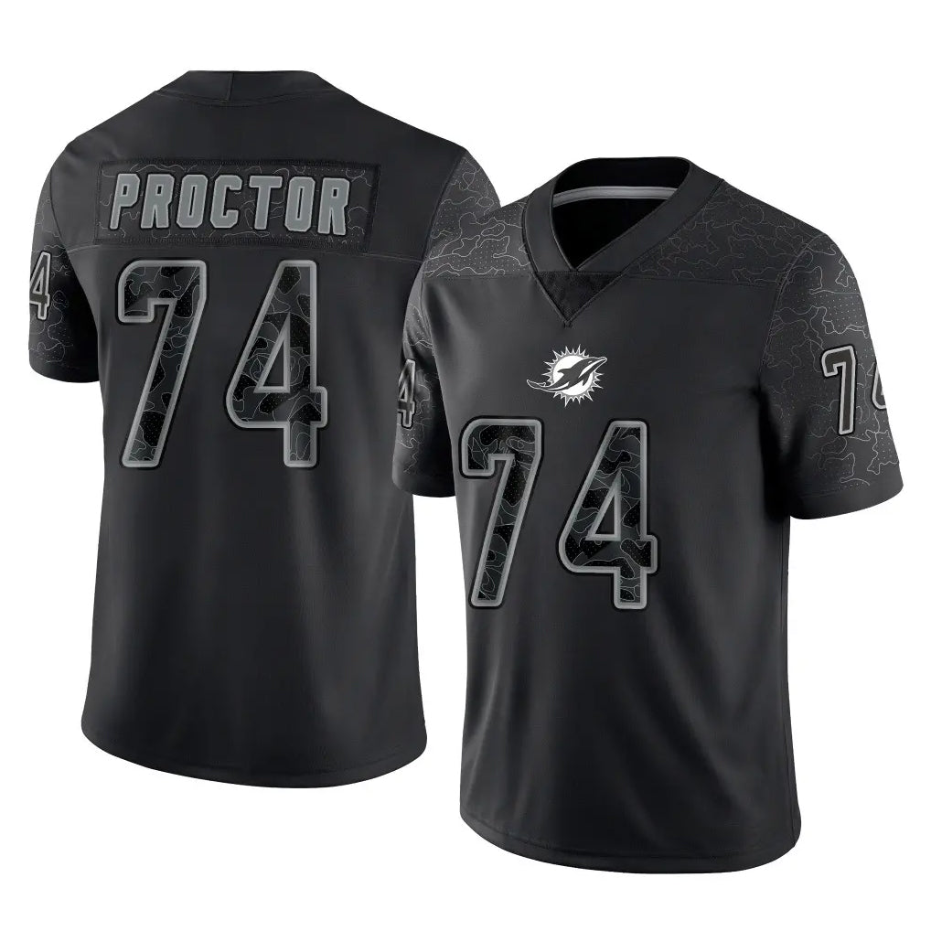 Parkc M.Dolphins #74 Kadyn Proctor Player Black Reflective Limited Game Stitched Jerseys