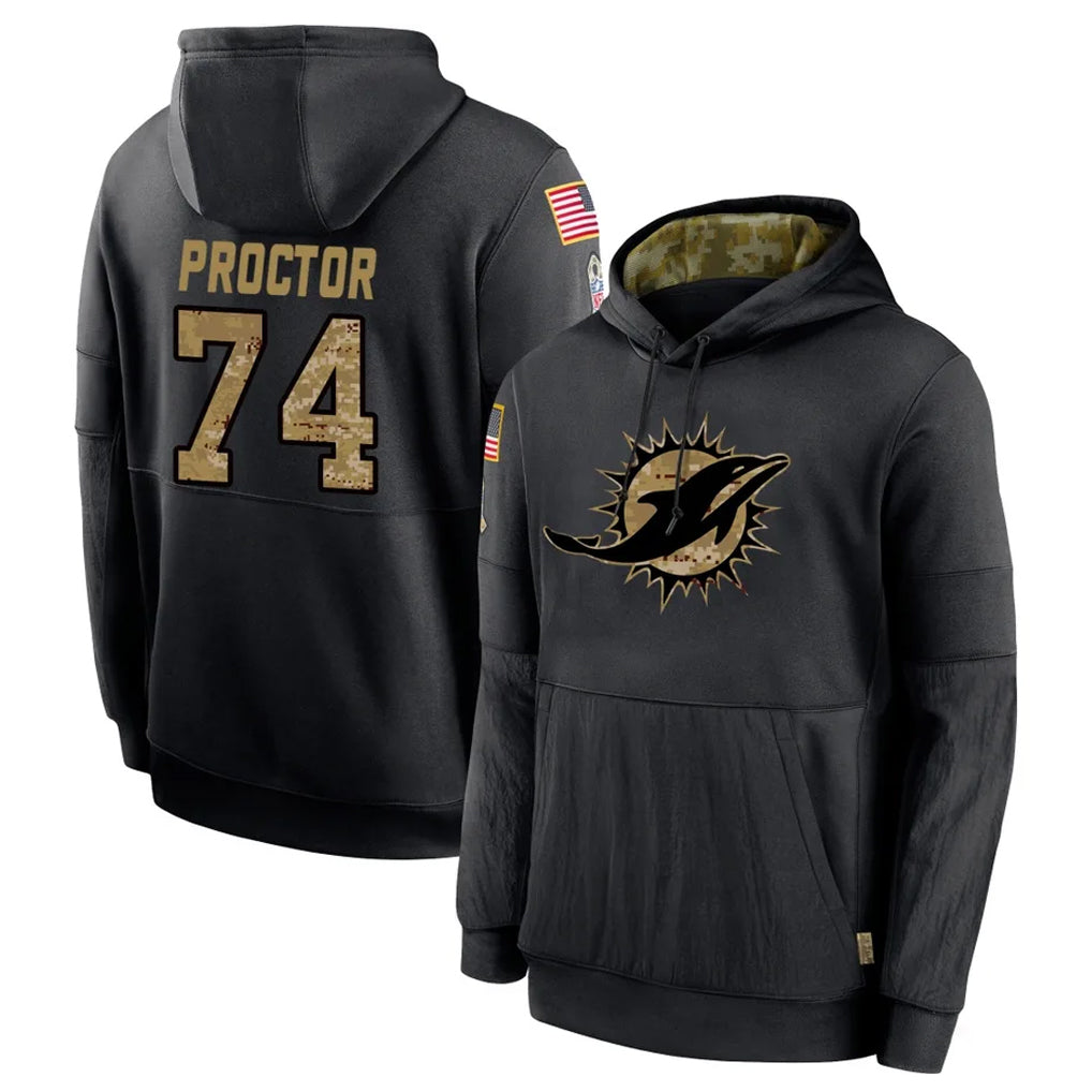 Parkc M.Dolphins #74 Kadyn Proctor Player Black Salute to Service Hoodies Limited Game Stitched Jerseys
