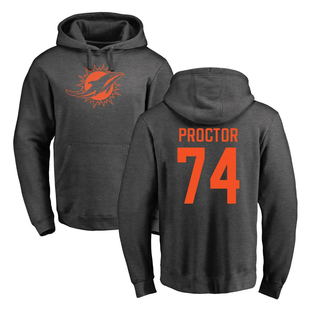 Parkc M.Dolphins #74 Kadyn Proctor Player Darkgray Pullover Hoodies Limited Stitched Jerseys