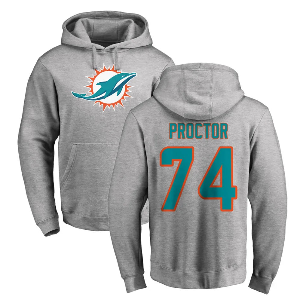 Parkc M.Dolphins #74 Kadyn Proctor Player Gray LOGO Pullover Hoodies Limited Stitched Jerseys