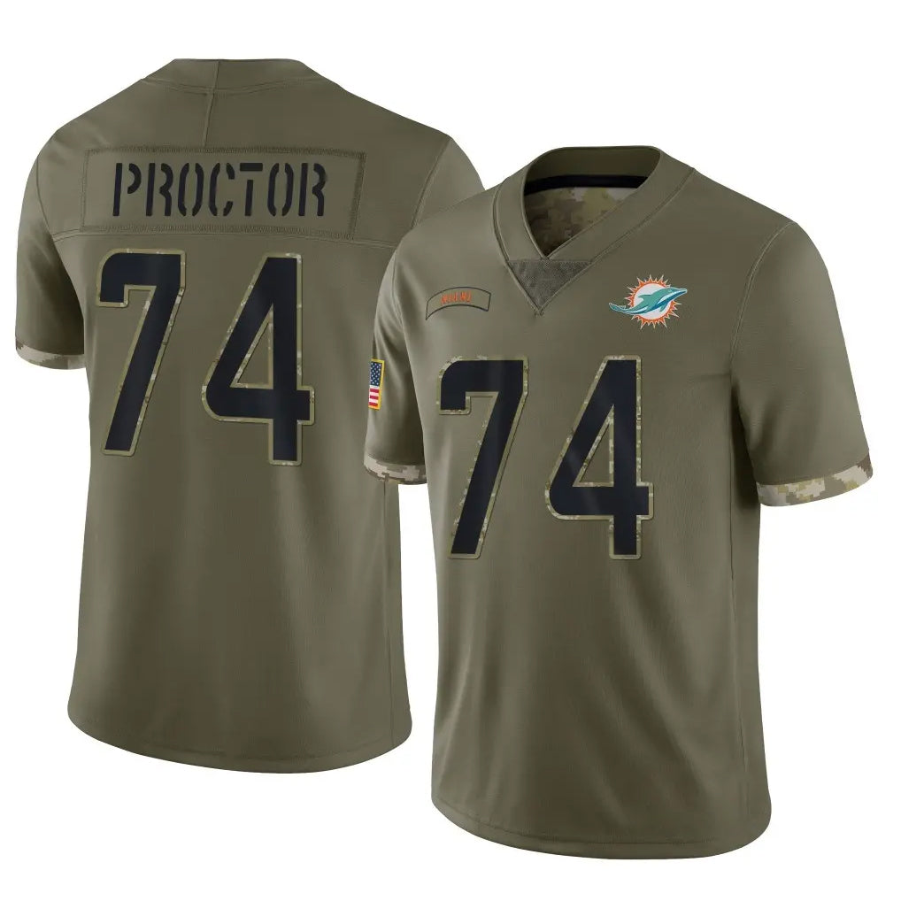 Parkc M.Dolphins #74 Kadyn Proctor Player Olive Salute To Service Limited Stitched Jerseys