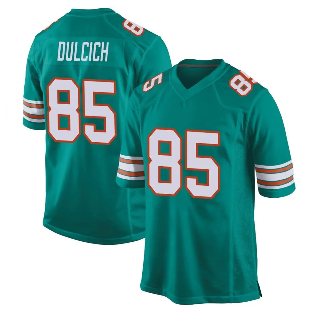 Parkc M.Dolphins #85 Greg Dulcich Player Aqua Alternate Home Game Stitched Jerseys