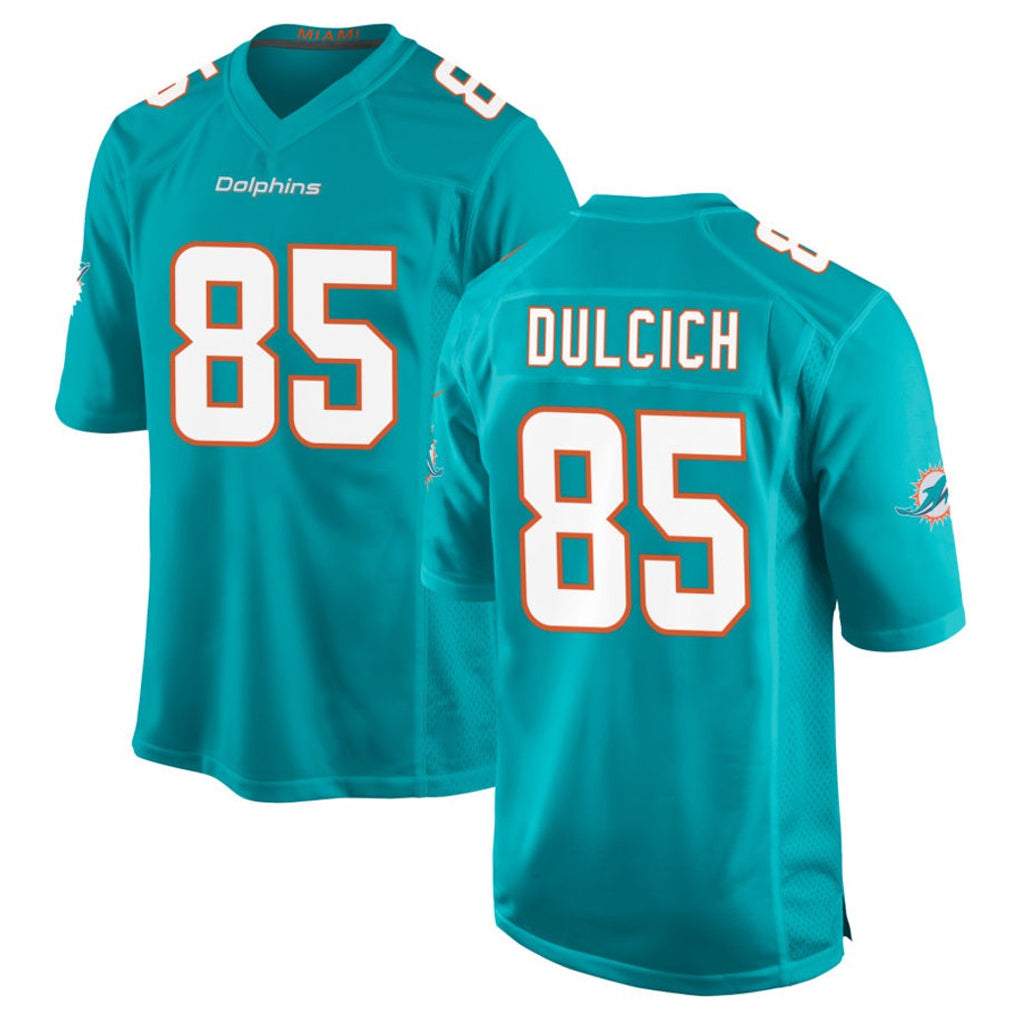 Parkc M.Dolphins #85 Greg Dulcich Player Aqua Home Game Stitched Jerseys