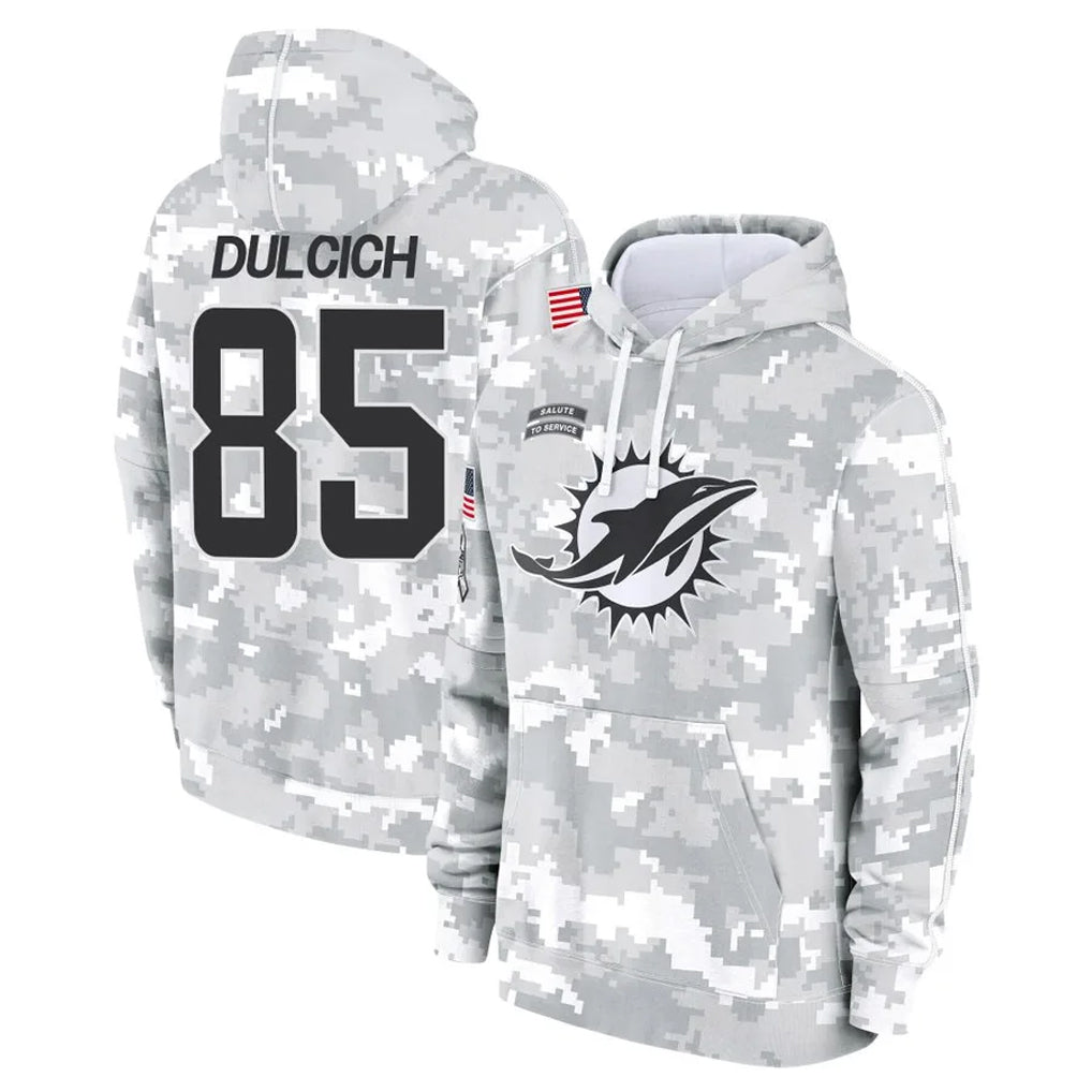 Parkc M.Dolphins #85 Greg Dulcich Player Arctic Camo Salute to Service Hoodies Limited Game Stitched Jerseys