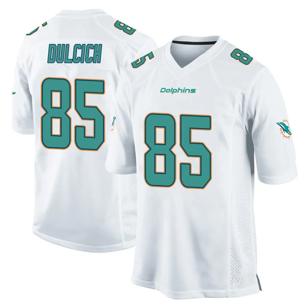 Parkc M.Dolphins #85 Greg Dulcich Player White Home Game Stitched Jerseys