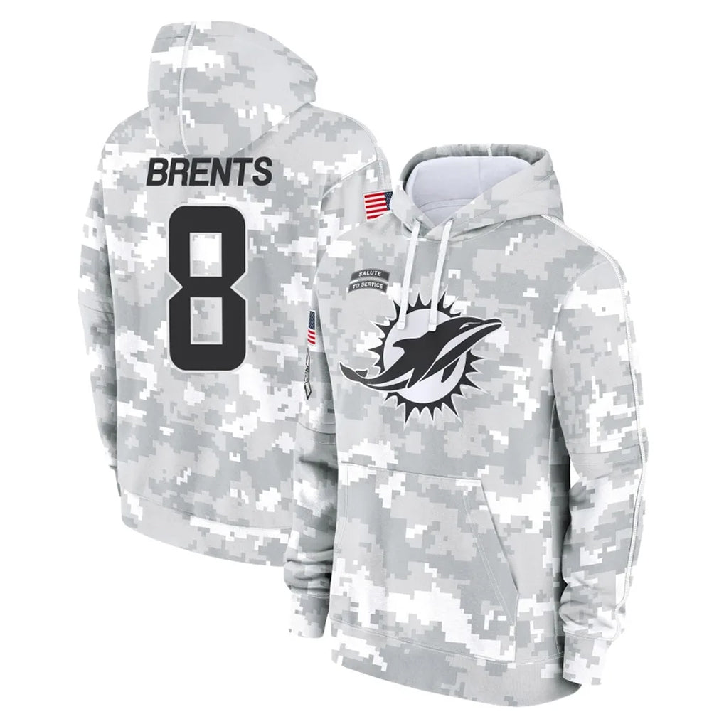 Parkc M.Dolphins #8 JuJu Brents Player Arctic Camo Salute to Service Hoodies Limited Game Stitched Jerseys