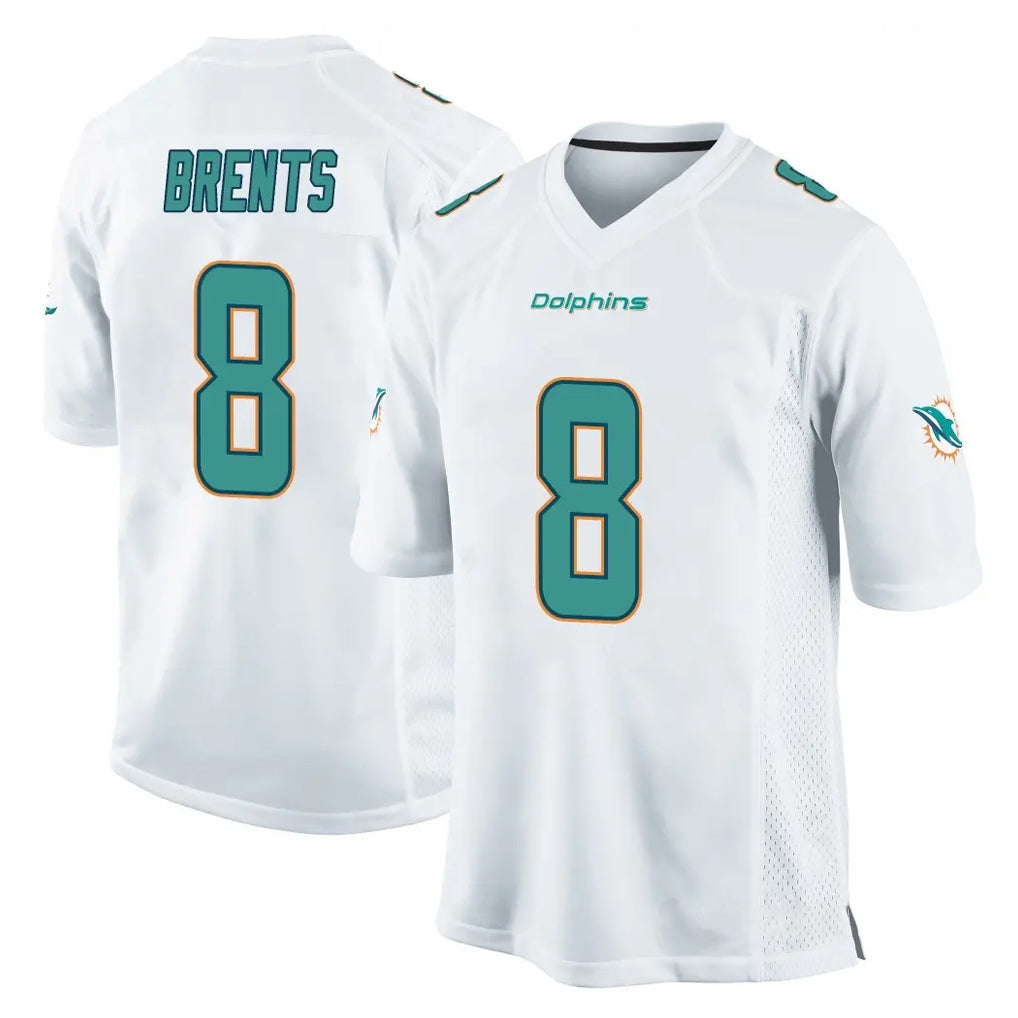Parkc M.Dolphins #8 JuJu Brents Player White Home Game Stitched Jerseys