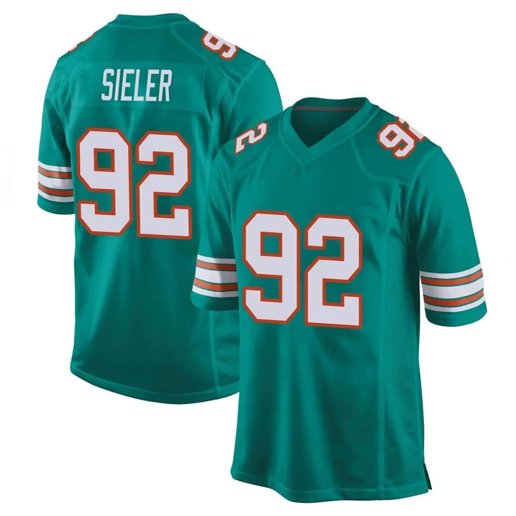 Parkc M.Dolphins #92 Zach Sieler Player Aqua Alternate Home Game Stitched Jerseys