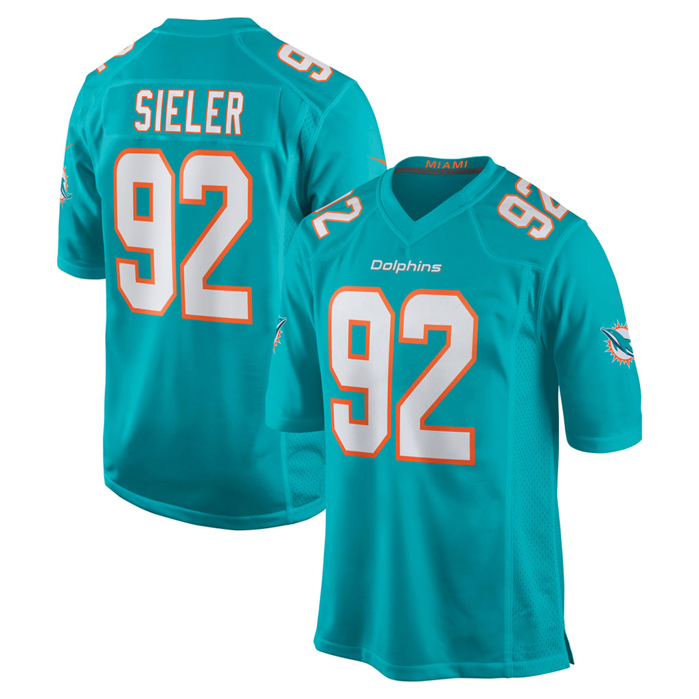 Parkc M.Dolphins #92 Zach Sieler Player Aqua Home Game Stitched Jerseys