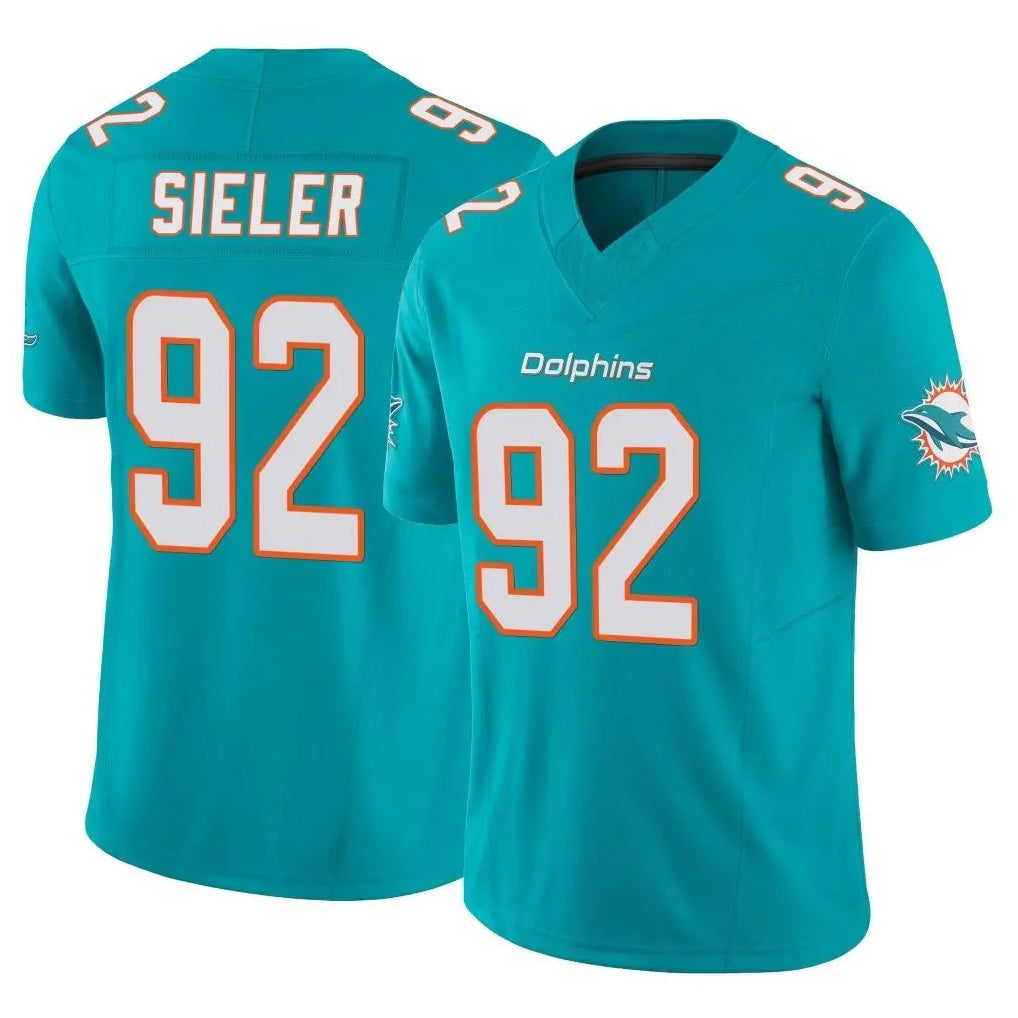 Parkc M.Dolphins #92 Zach Sieler Player Aqua Limited Vapor F.U.S.E. Home Game Stitched Jerseys