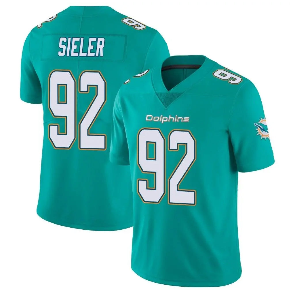 Parkc M.Dolphins #92 Zach Sieler Player Aqua Limited Vapor Untouchable Home Game Stitched Jerseys