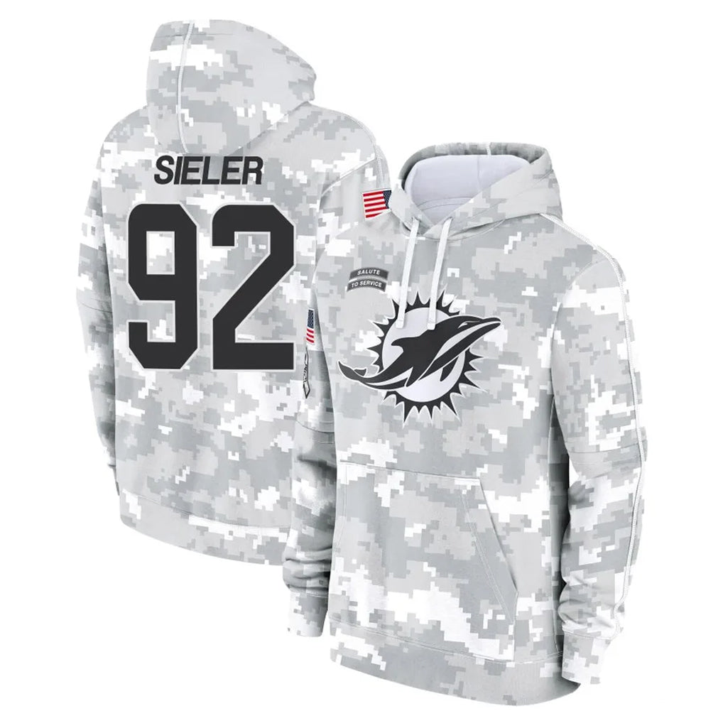 Parkc M.Dolphins #92 Zach Sieler Player Arctic Camo Salute to Service Hoodies Limited Game Stitched Jerseys