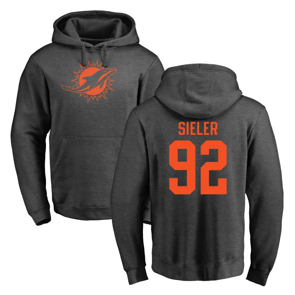 Parkc M.Dolphins #92 Zach Sieler Player Darkgray Pullover Hoodies Limited Stitched Jerseys