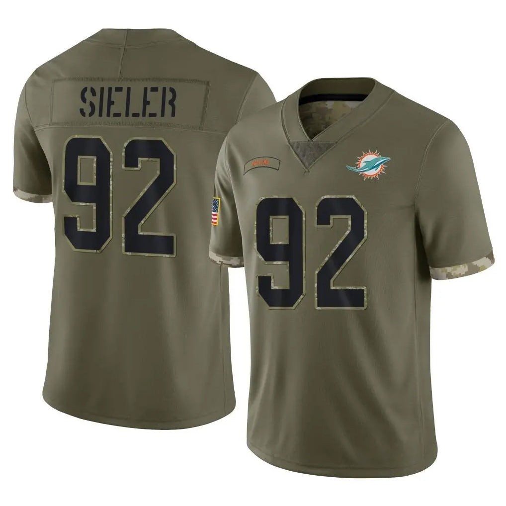 Parkc M.Dolphins #92 Zach Sieler Player Olive Salute To Service Limited Stitched Jerseys