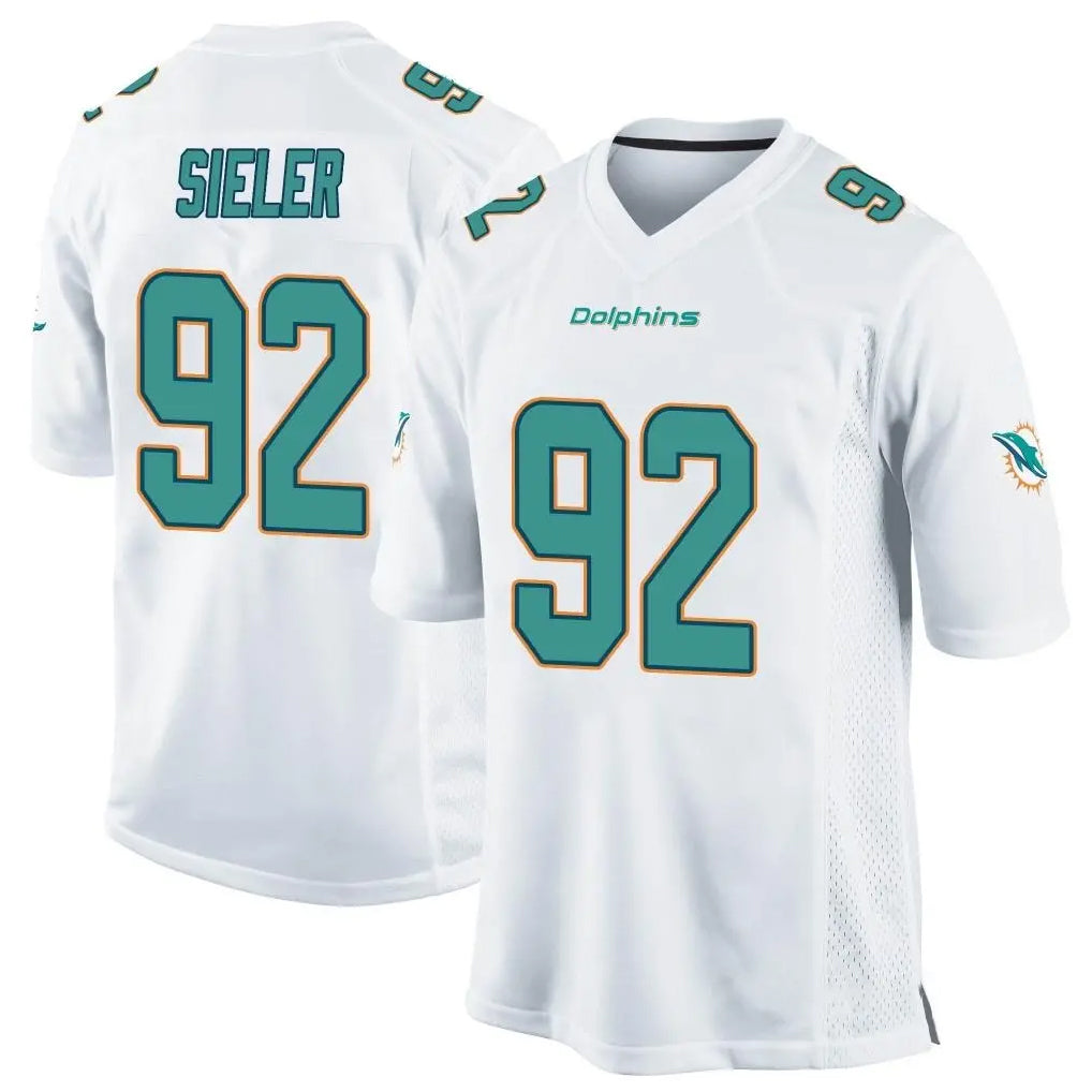 Parkc M.Dolphins #92 Zach Sieler Player White Home Game Stitched Jerseys