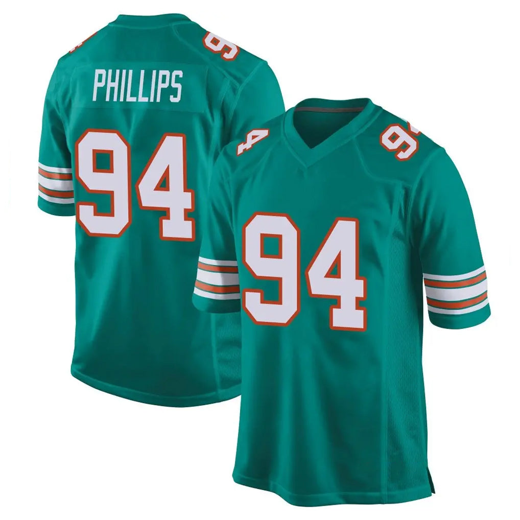 Parkc M.Dolphins #94 Jordan Phillips Player Aqua Alternate Home Game Stitched Jerseys