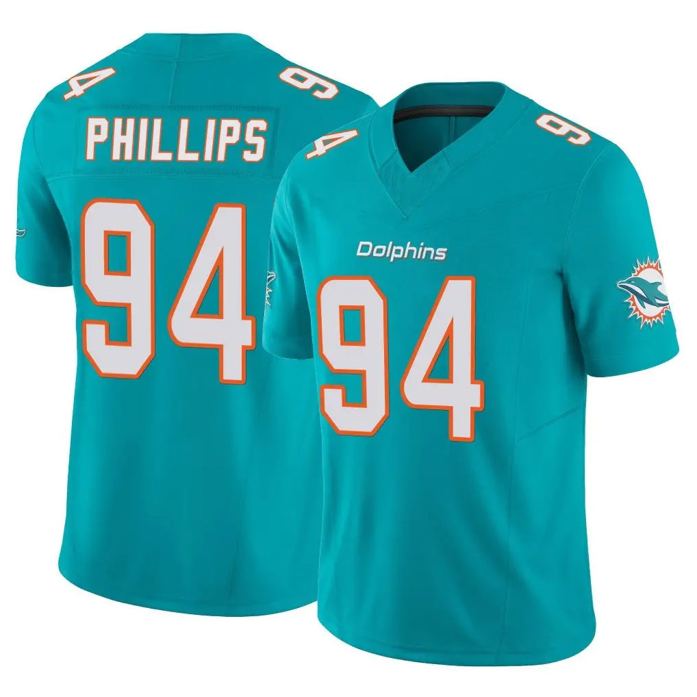 Parkc M.Dolphins #94 Jordan Phillips Player Aqua Limited Vapor F.U.S.E. Home Game Stitched Jerseys
