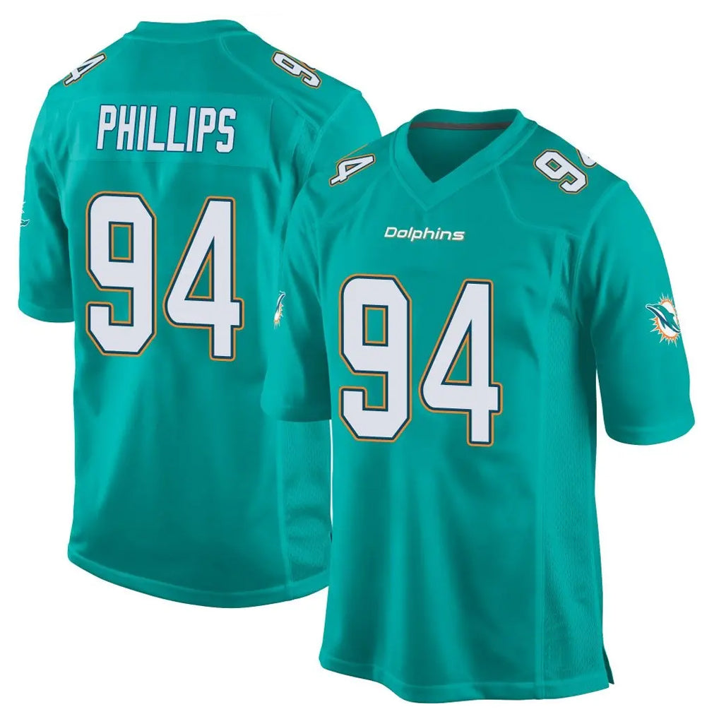 Parkc M.Dolphins #94 Jordan Phillips Player Aqua Team Color Home Game Stitched Jerseys