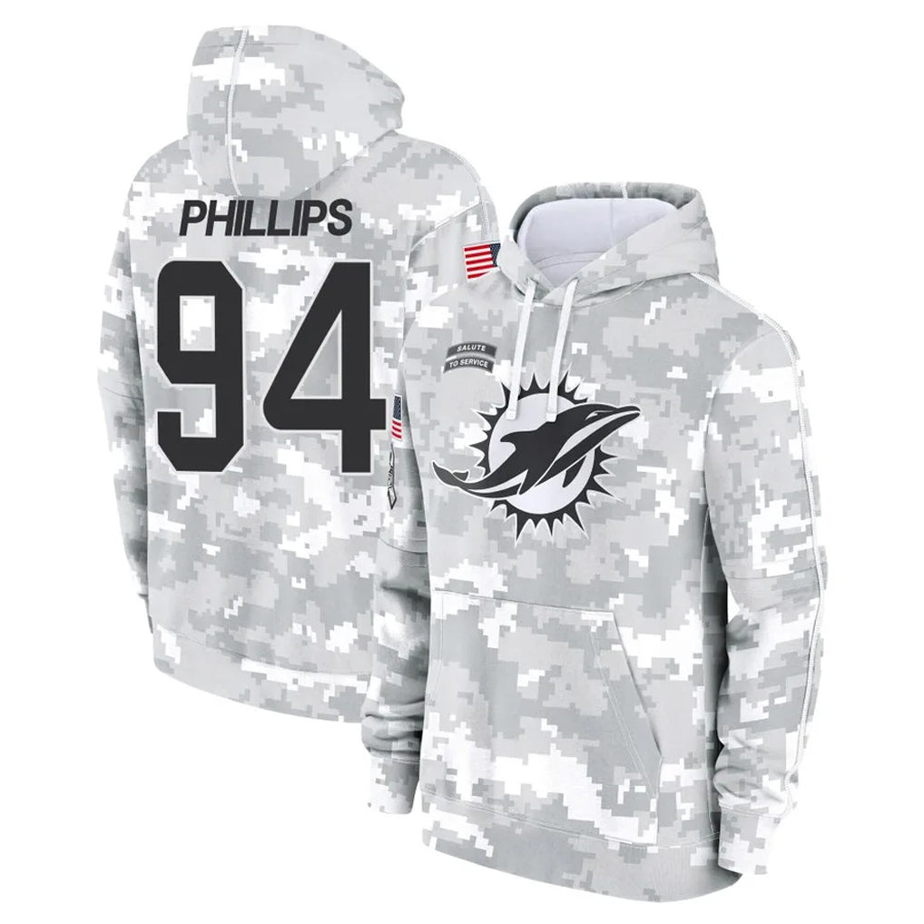 Parkc M.Dolphins #94 Jordan Phillips Player Arctic Camo Salute to Service Hoodies Limited Game Stitched Jerseys