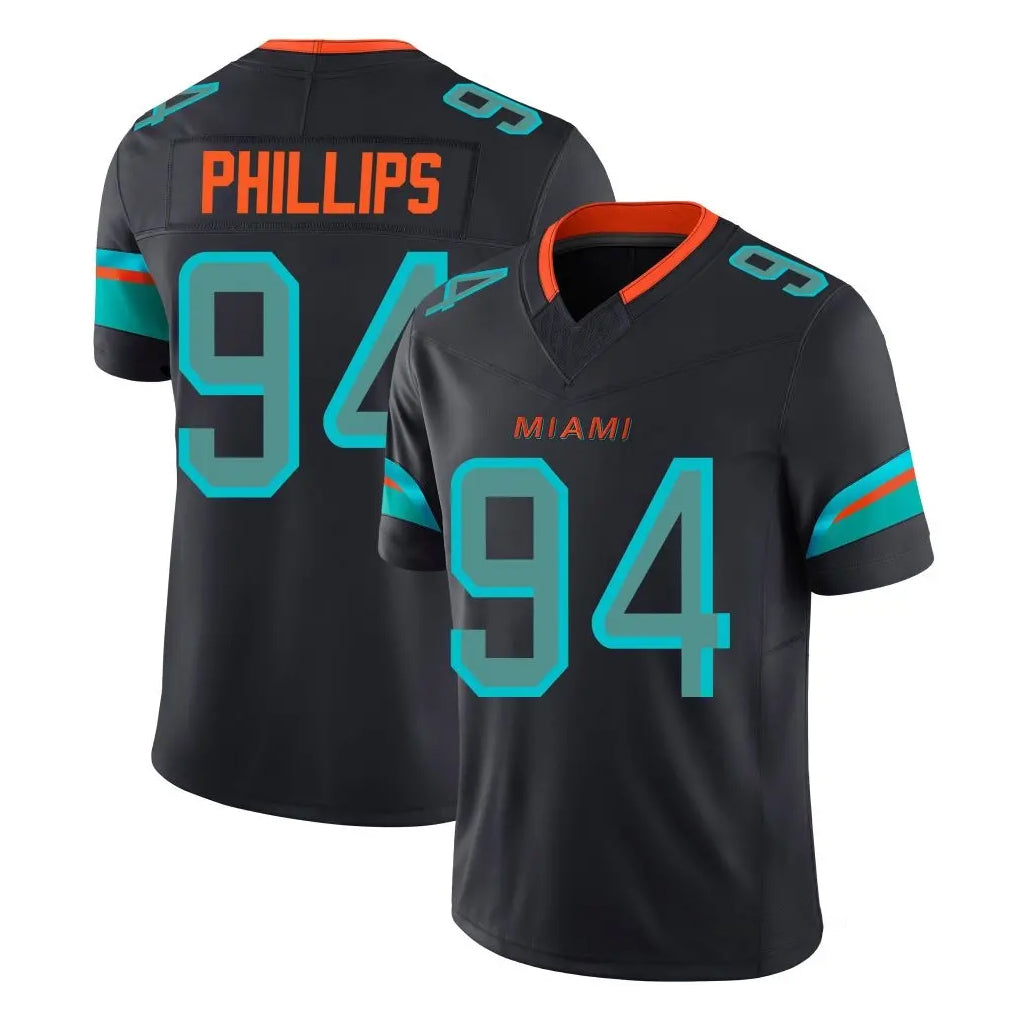 Parkc M.Dolphins #94 Jordan Phillips Player Black Limited Pitch Rivalries Collection Home Game Stitched Jerseys