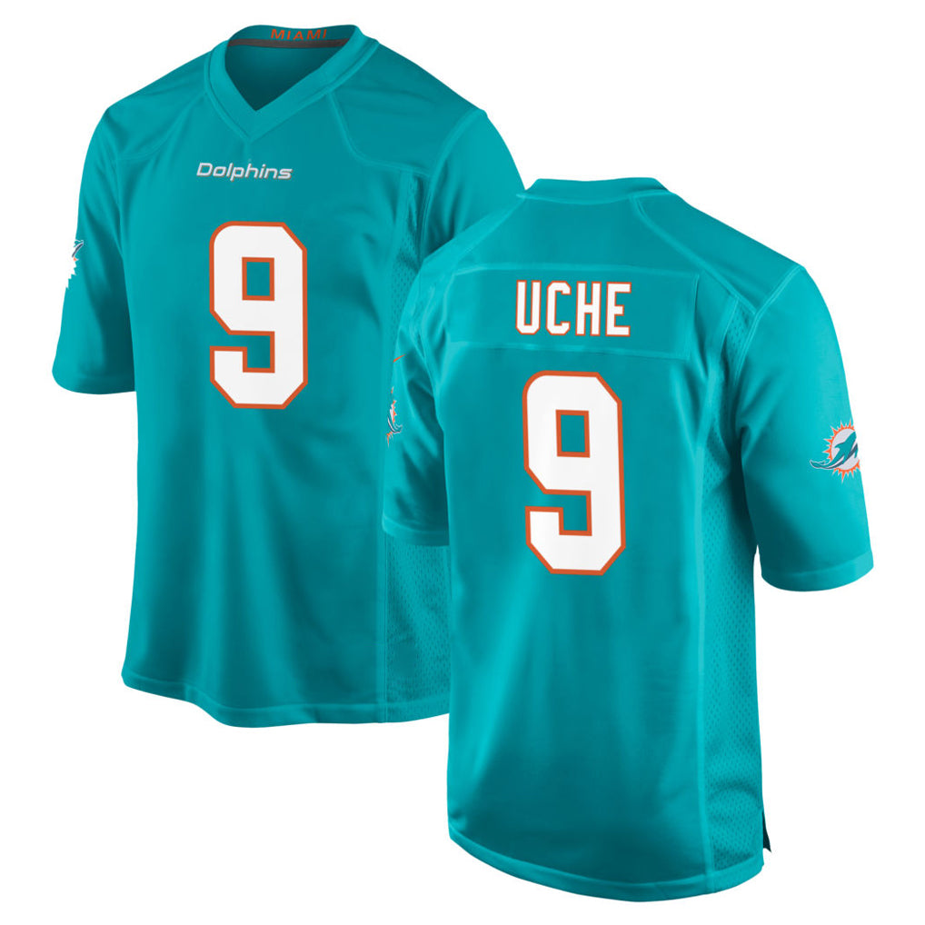 Parkc M.Dolphins #9 Joshua Uche Player Aqua Home Game Stitched Jerseys