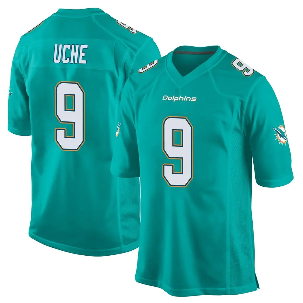 Parkc M.Dolphins #9 Joshua Uche Player Aqua Team Color Home Game Stitched Jerseys