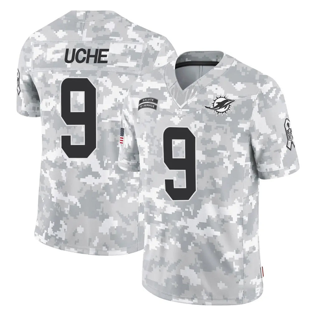 Parkc M.Dolphins #9 Joshua Uche Player Arctic Camo Salute To Service Limited Game Stitched Jerseys