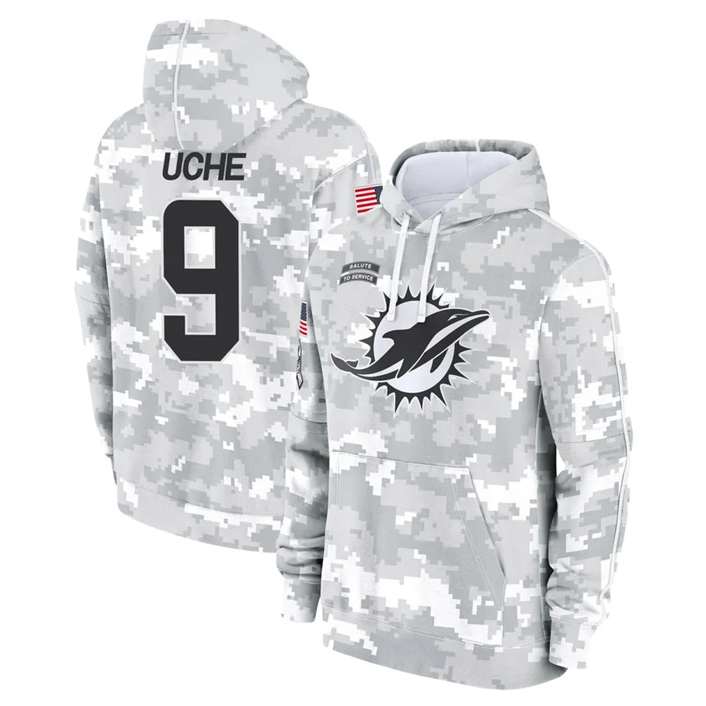 Parkc M.Dolphins #9 Joshua Uche Player Arctic Camo Salute to Service Hoodies Limited Game Stitched Jerseys