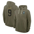 Parkc M.Dolphins #9 Joshua Uche Player Olive Salute to Service Pullover Hoodies Limited Stitched Jerseys