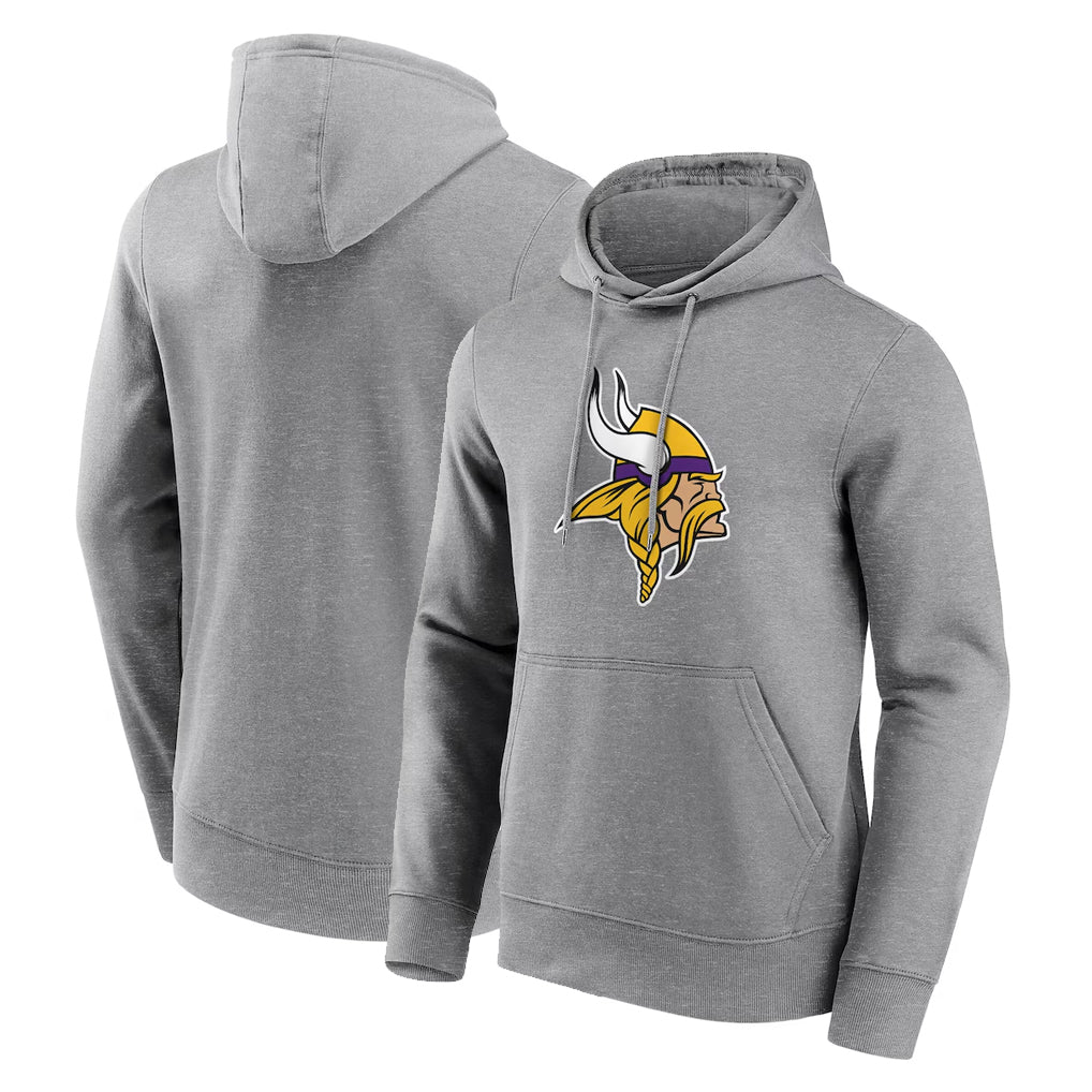 Parkc M.Vikings Gray LOGO Pullover Hoodies Blank Player Home Game Stitched Jerseys
