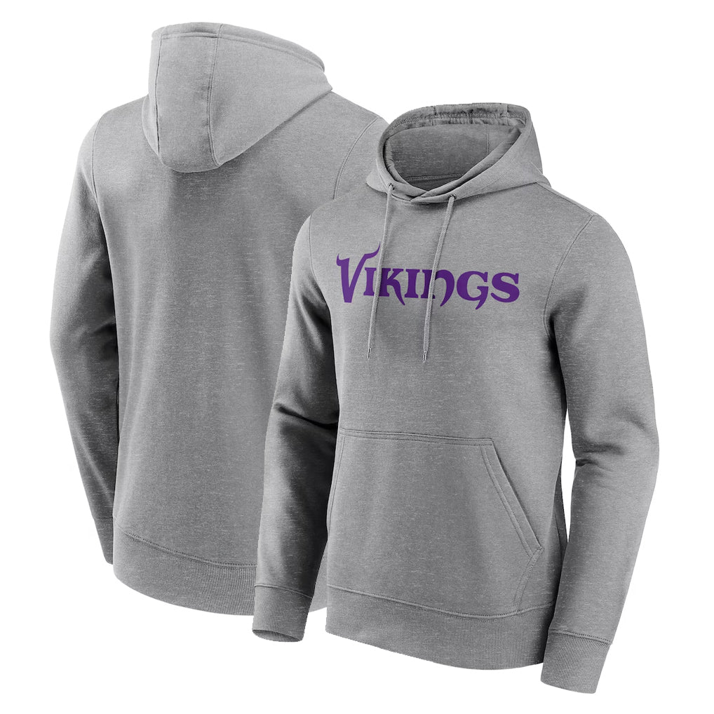 Parkc M.Vikings Gray LOGO Pullover Hoodies Home Game Blank Player Stitched Jerseys