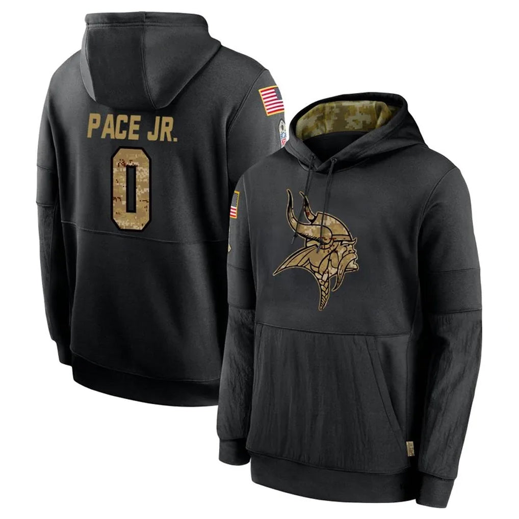 Parkc M.Vikings #0 Ivan Pace Jr. Player Black Salute to Service Hoodies Limited Game Stitched Jerseys