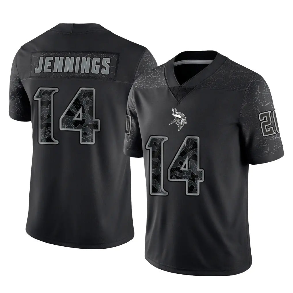 Parkc M.Vikings #14 Jauan Jennings Player Black Reflective LImited Home Game Stitched Jerseys