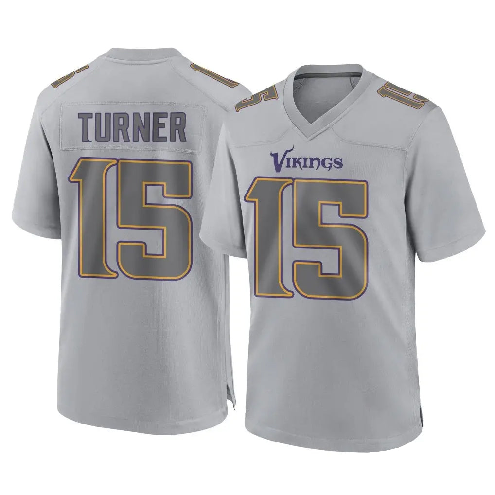 Parkc M.Vikings #15 Dallas Turner Player Gray Atmosphere Fashion Home Game Stitched Jerseys