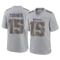 Parkc M.Vikings #15 Dallas Turner Player Gray Atmosphere Fashion Home Game Stitched Jerseys