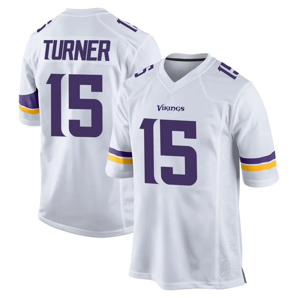 Parkc M.Vikings #15 Dallas Turner Player White Home Game Stitched Jerseys