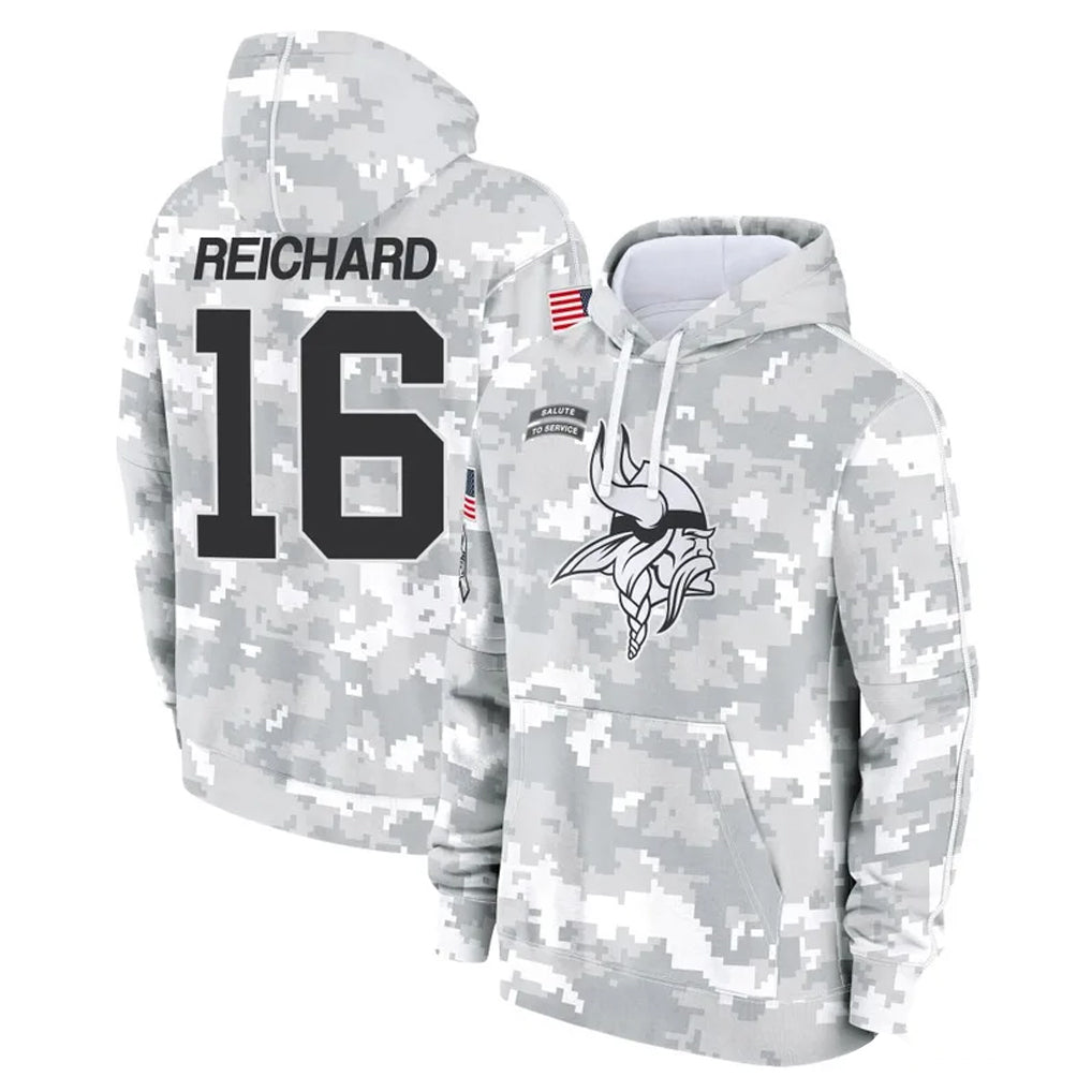 Parkc M.Vikings #16 Will Reichard Player Arctic Camo Salute to Service Pullover Hoodies Limited Game Stitched Jerseys
