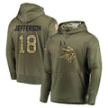 Parkc M.Vikings #18 Justin Jefferson Player Olive Salute to Service Pullover Hoodies Home Game Stitched Jerseys
