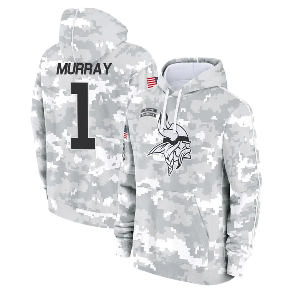Parkc M.Vikings #1 Kyler Murray Player Arctic Camo Salute to Service Pullover Hoodies Limited Game Stitched Jerseys