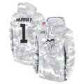 Parkc M.Vikings #1 Kyler Murray Player Arctic Camo Salute to Service Pullover Hoodies Limited Game Stitched Jerseys