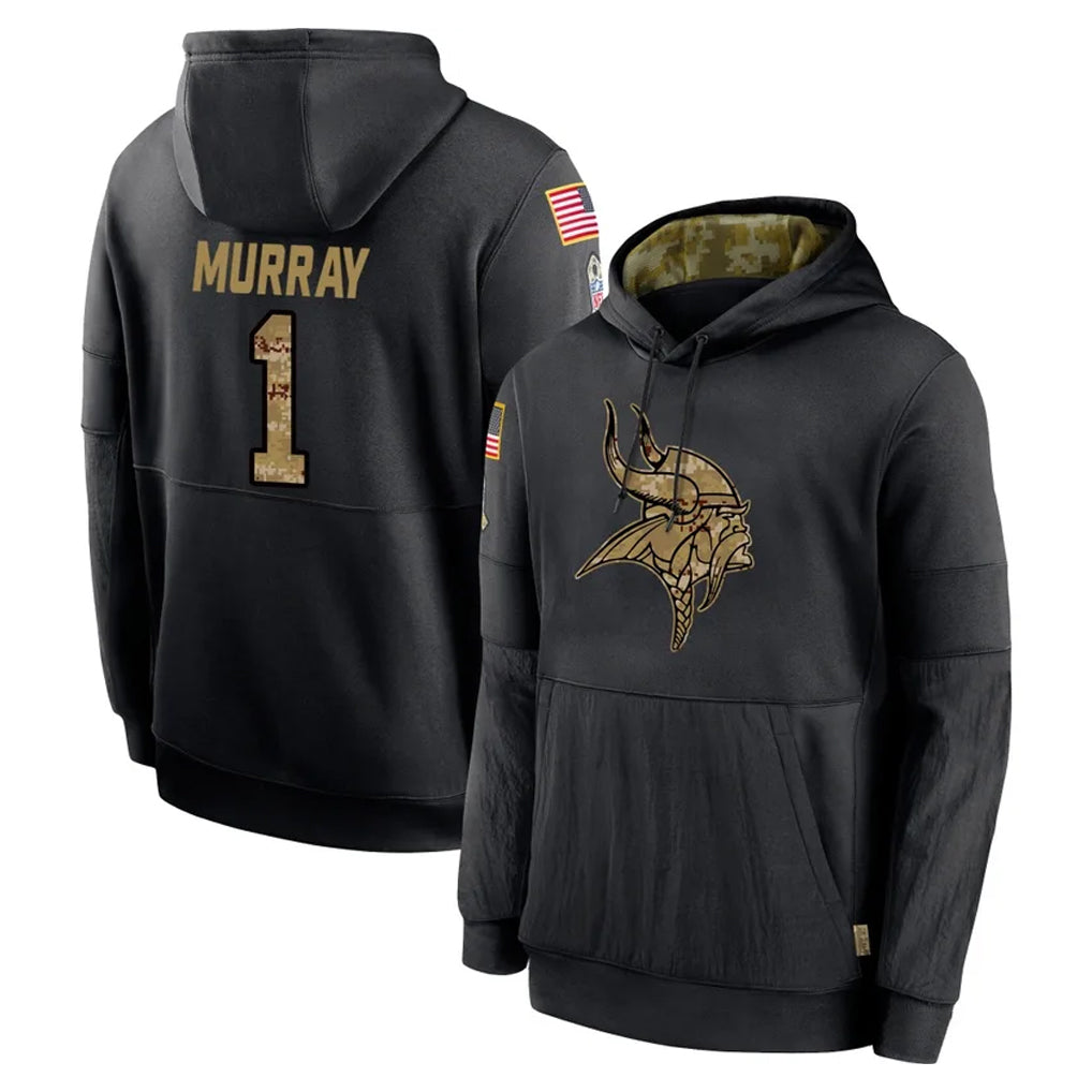 Parkc M.Vikings #1 Kyler Murray Player Black Salute to Service Hoodies Limited Game Stitched Jerseys