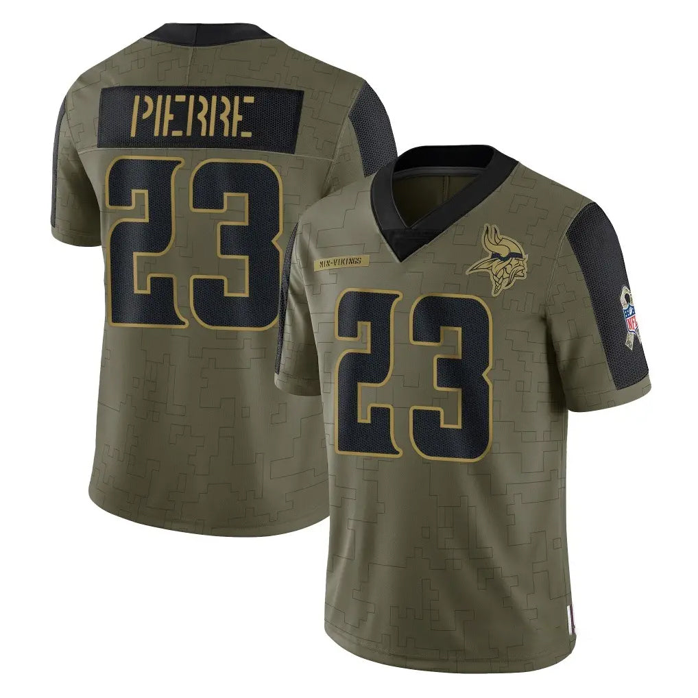 Parkc M.Vikings #23 James Pierre Player Olive Salute To Service Limited Game Stitched Jerseys