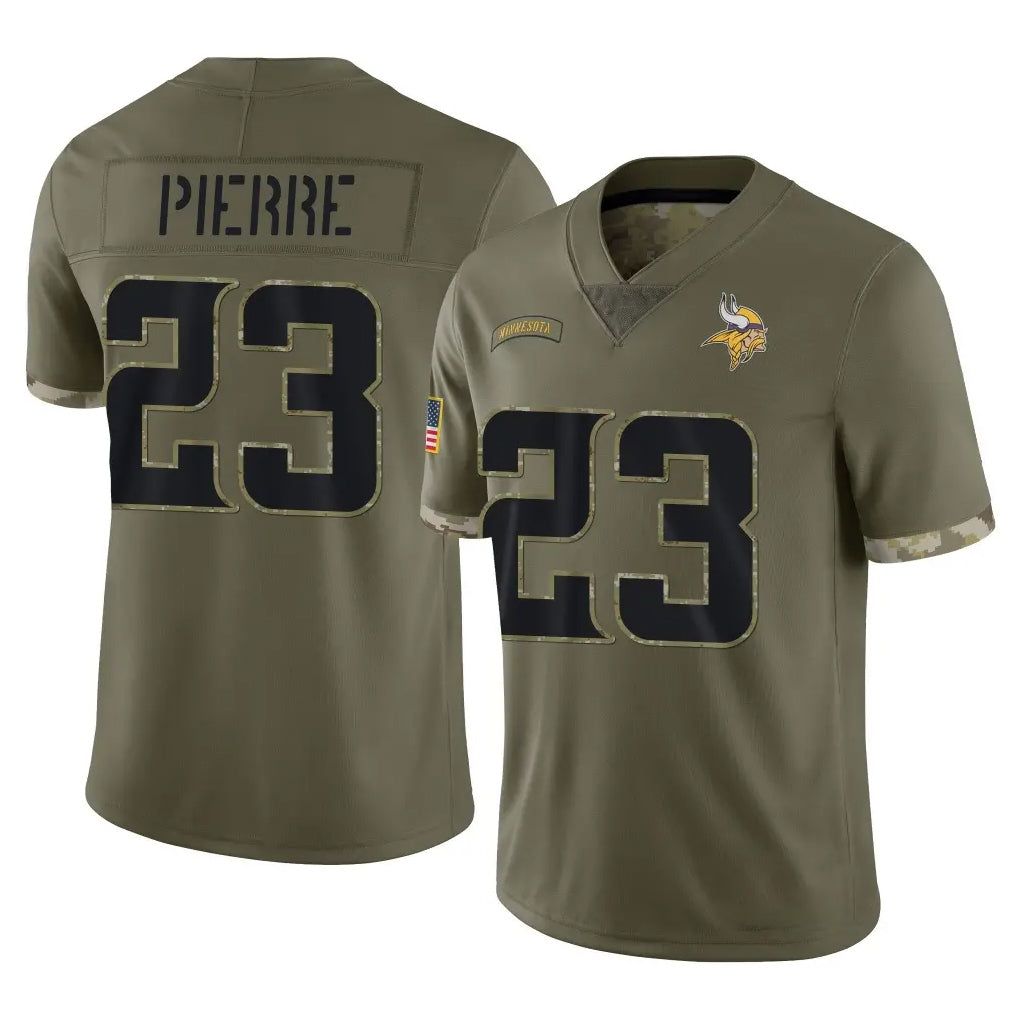 Parkc M.Vikings #23 James Pierre Player Olive Salute To Service Limited Stitched Jerseys