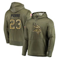 Parkc M.Vikings #23 James Pierre Player Olive Salute to Service Pullover Hoodies Home Game Stitched Jerseys